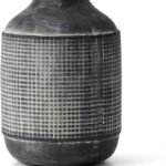 18cm Schwarze strukturierte Keramikvase – Boho Bauernhaus Stil