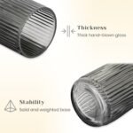 Gerippte Glasvase Grau 20 cm – Moderne Glas Blumenvase Für Tischdekoration