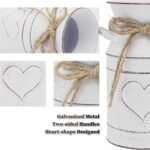 Vintage Metall Blumeneimer 19 cm – Bauernhaus Deko Vase Mit Herzgriff