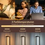 LED Tischlampe Schwarz Walnuss – Touch Dimmbar mit 3 Farbtemperaturen