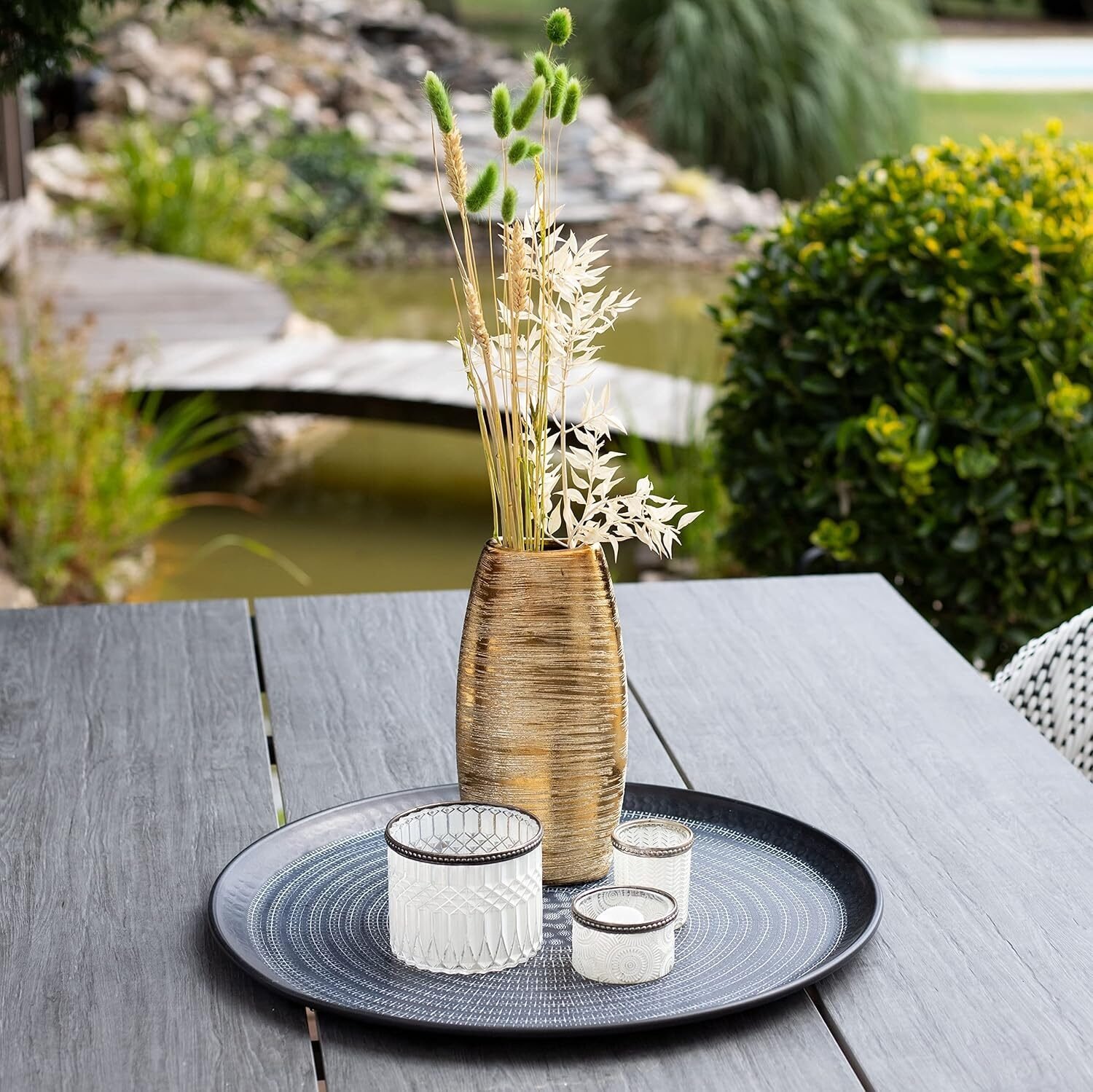 Goldene Keramik Vase 25cm – Elegante Dekovase Für Blumen & Zuhause