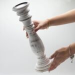 Kerzenständer Holz Weiß Vintage – Shabby Chic Kerzenhalter Groß für Wohnzimmer, Tisch & Deko – 37 x 10 cm