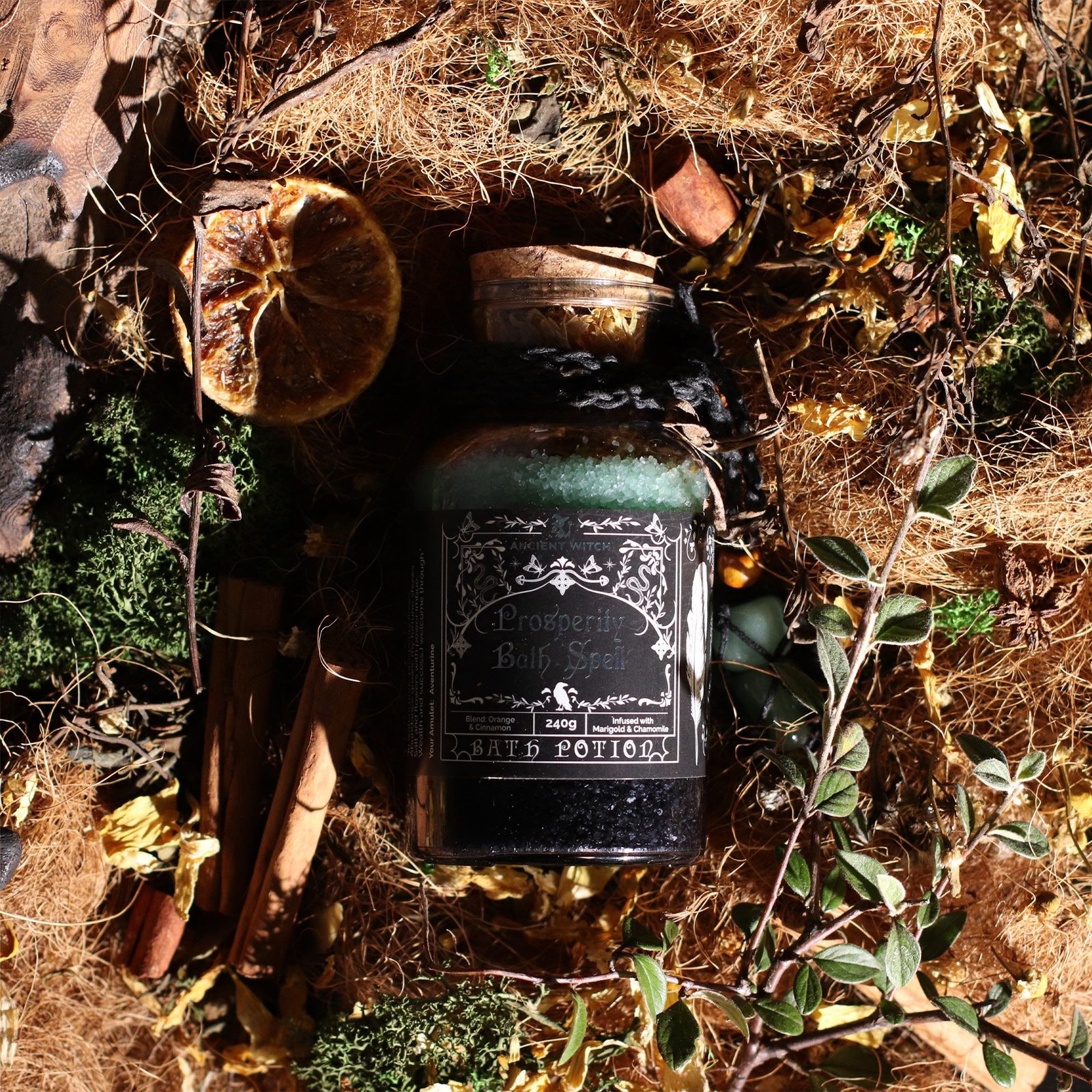 Badezauber Wohlstand Ritual 490g – Magisches Wellness Badesalz mit Aventurin Amulett