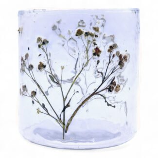 Teelichthalter Glas mit Blumen Primavera