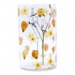 Glas Vase Kerzenhalter mit Blumen Rose – großer dekorativer Kerzenhalter aus recyceltem Glas 19x11 cm