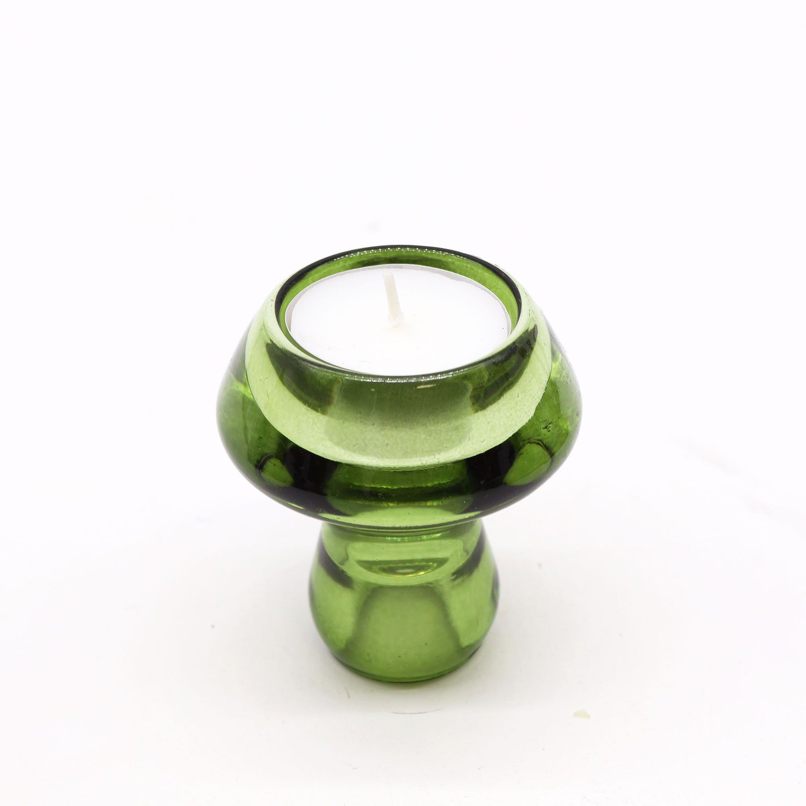 Kerzenhalter Set 2 Glas Pilz Grün – Teelicht & Stabkerzenhalter Set Garden Jade 6.2 x 7 cm