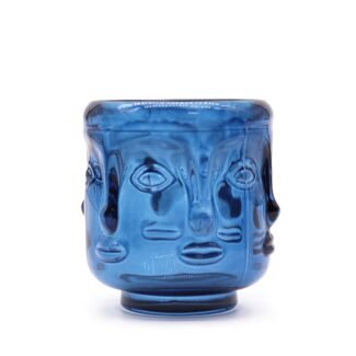 Buddha Kerzen Glas Royal Blau Set