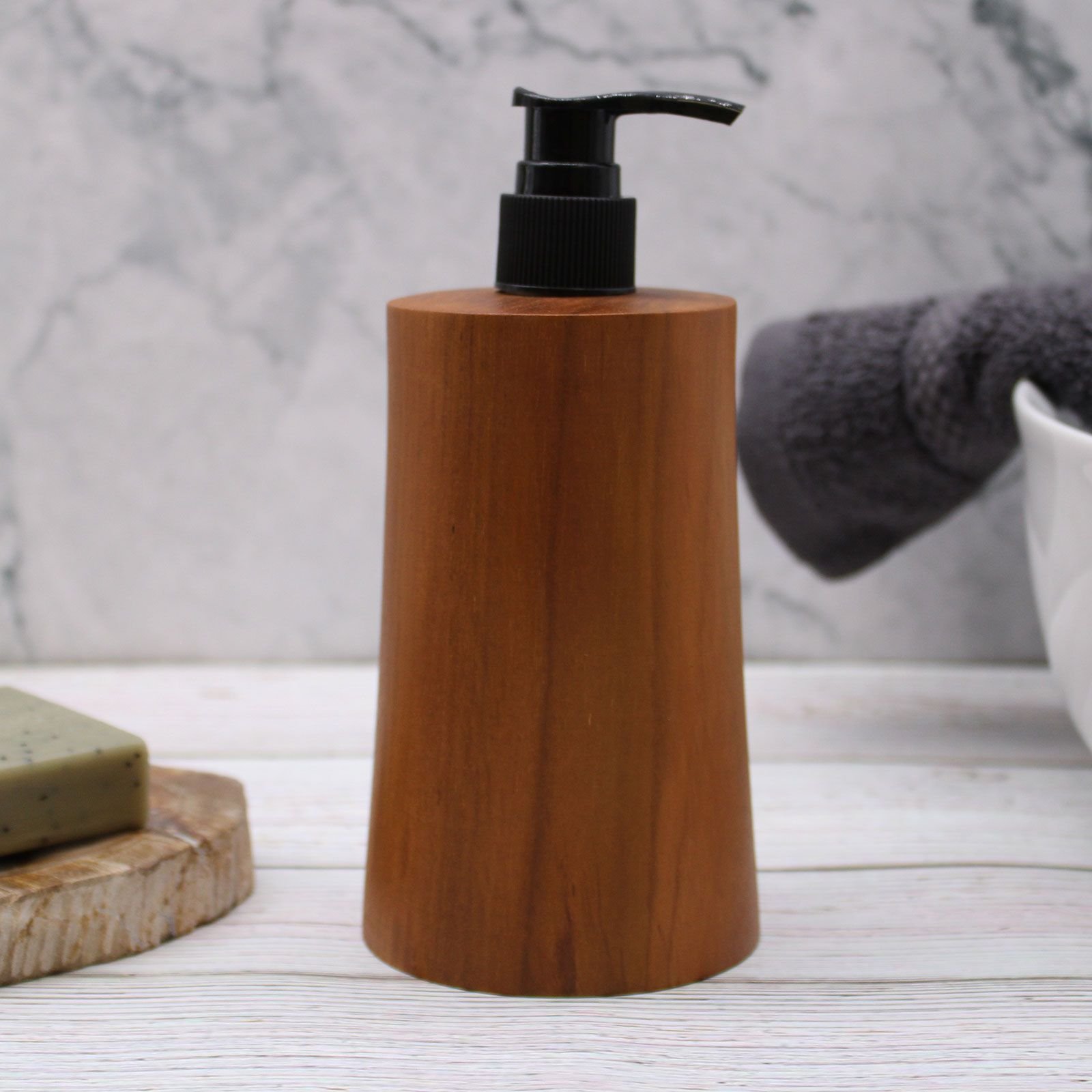 bG9jYWw6Ly9tZWRpYS85UC9FQy82MFIzMEMxRzZSVjNFQzlQL2NlOGYxZjYyLmpwZWc.jpg Natural Teakwood Soap Dispencer - Taper