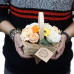 Medium Orange Bouquet in Wicker Basket – Matvana Medium Orange Bouquet in Wicker Basket