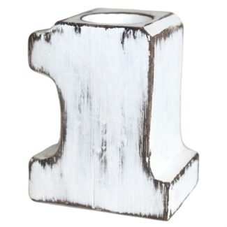 Kerzenhalter Zahl 1 Holz – Handgefertigter Geburtstags Kerzenhalter aus weiß gewaschenem Holz