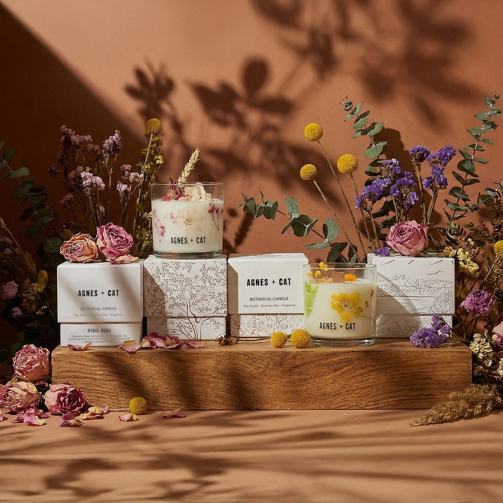 Agnes Cat Botanical Sojawachs Duftkerze Moorland im Glas Frischer Natur Duft für Zuhause - 200g, 40h