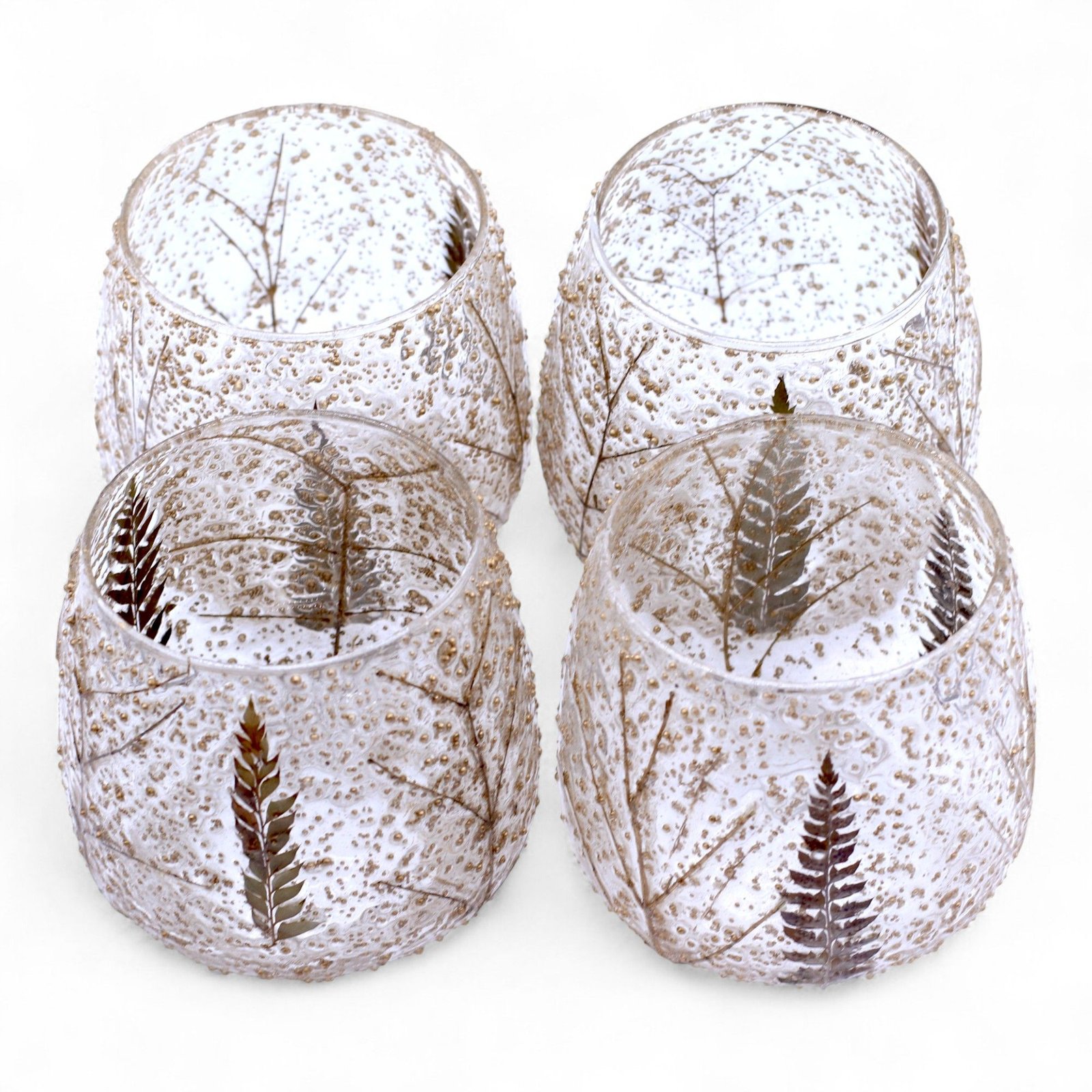 Glas Kerzenhalter Blätter – Teelichthalter aus recyceltem Glas 10 x 9 cm Natur Design