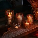 Glas Kerzenhalter mit Blumen Primavera – Straight Candle Holder aus recyceltem Glas 8x8 cm