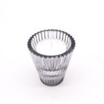 Kerzenhalter Set Grau Glas 2in1 – 2er Set Teelichthalter & Stabkerzenhalter 6 cm