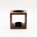 Square Mango Wood Oil Burner - Hamsa