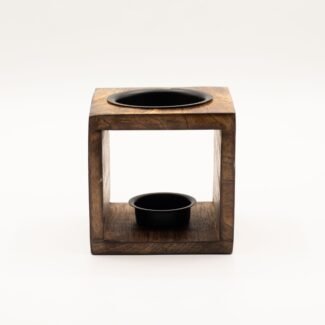 Square Mango Wood Oil Burner  - Hamsa