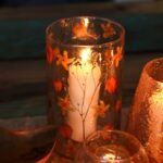 Glas Vase Kerzenhalter mit Blumen Rose – großer dekorativer Kerzenhalter aus recyceltem Glas 19x11 cm