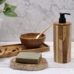 Natural Teakwood Soap Dispencer - Round – Matvana Natural Teakwood Soap Dispencer - Round