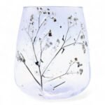 Glas Kerzenhalter Floral Margarita – Vase Kerzenhalter mit Naturdesign aus recyceltem Glas 12x11 cm