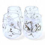 Glas Kerzenhalter Floral Margarita – Vase Kerzenhalter mit Naturdesign aus recyceltem Glas 12x11 cm