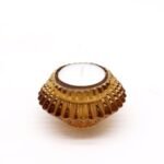 Teelichthalter Set Glas Blumen – 2er Set Kerzenhalter in Antique Amber für stilvolle Tischdeko (7x4cm)