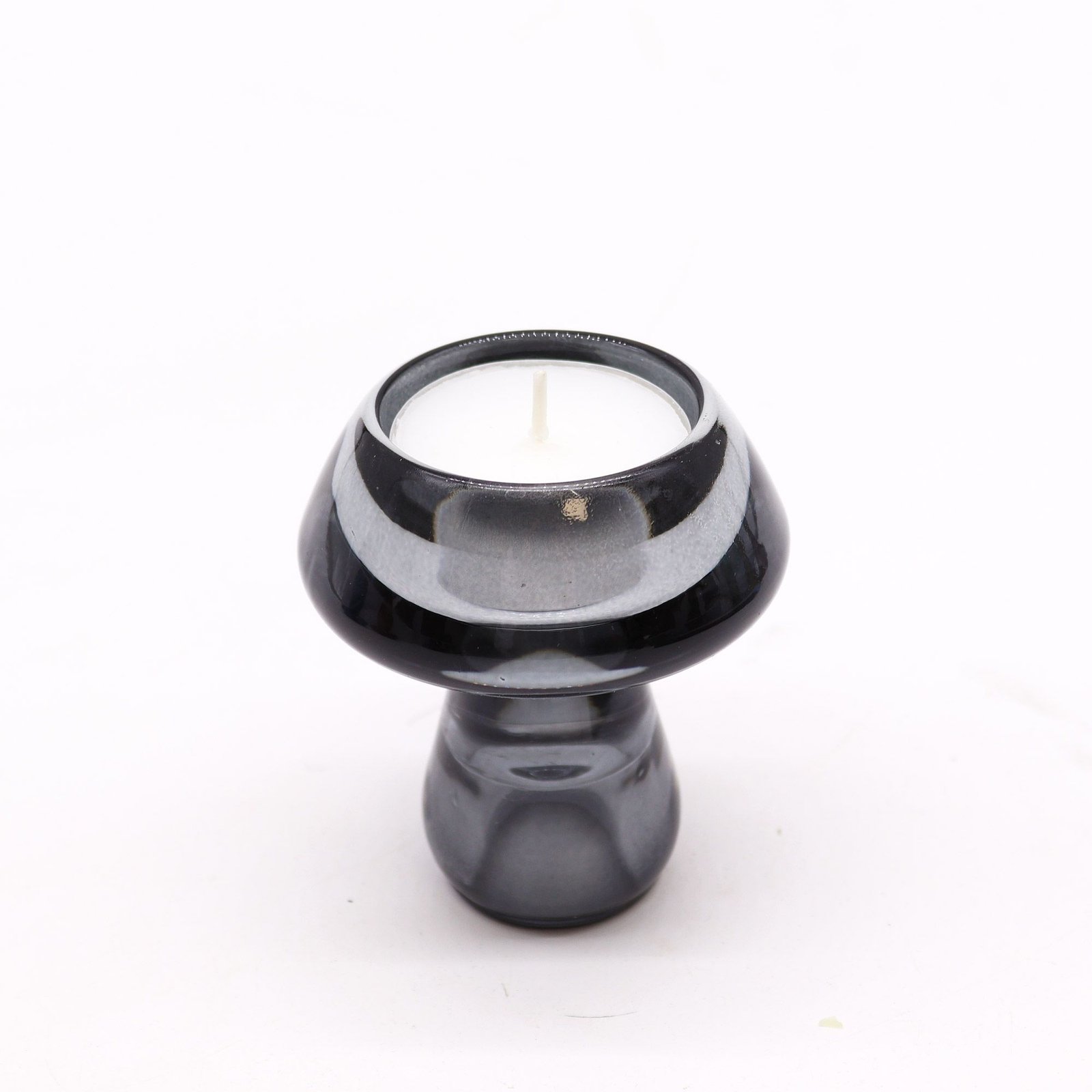 Kerzenhalter Set Glas Grau – 2er Set Vintage Candle Holder für Dinner & Teelicht Dekoration 6.2 x 7 cm