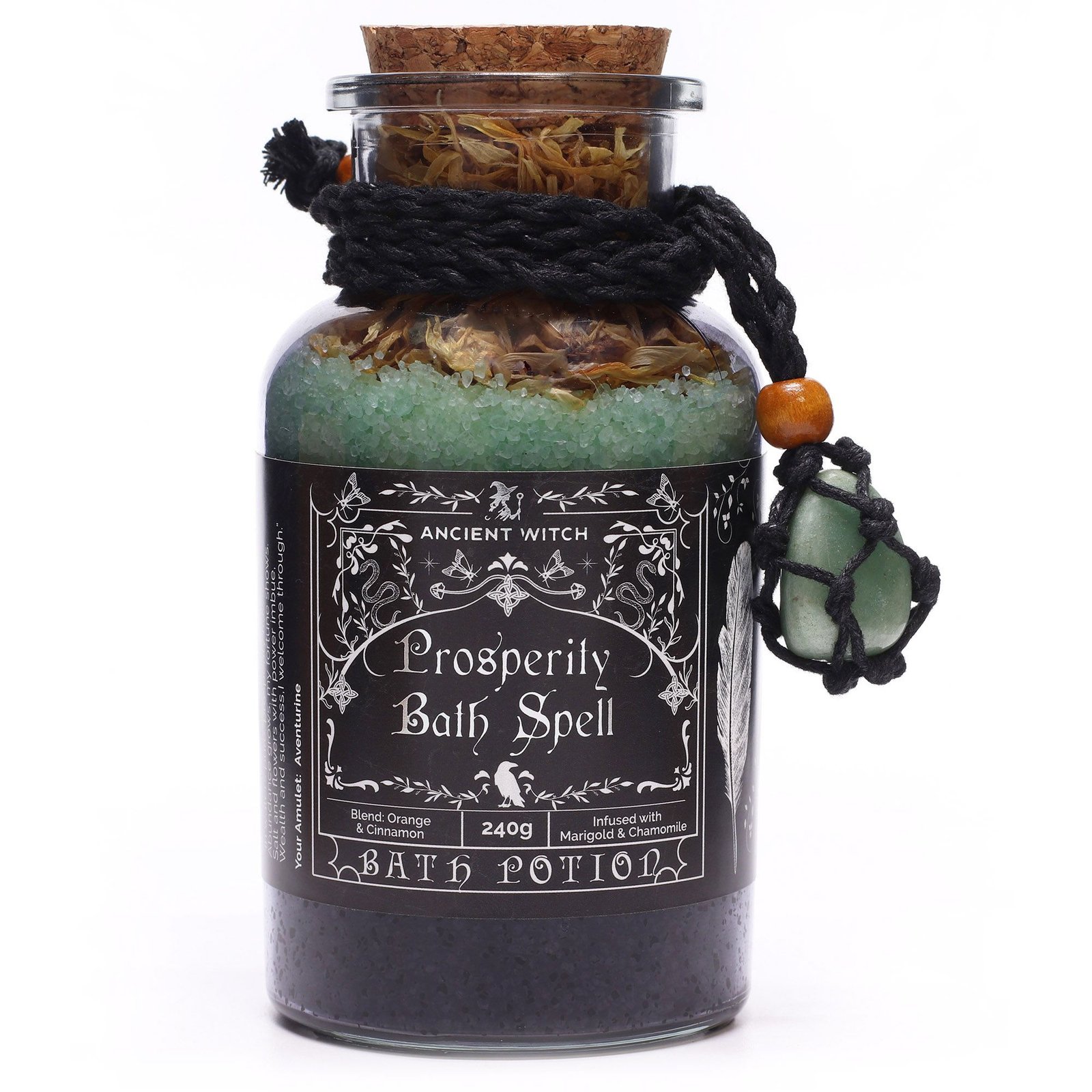 Badezauber Wohlstand Ritual 490g – Magisches Wellness Badesalz mit Aventurin Amulett