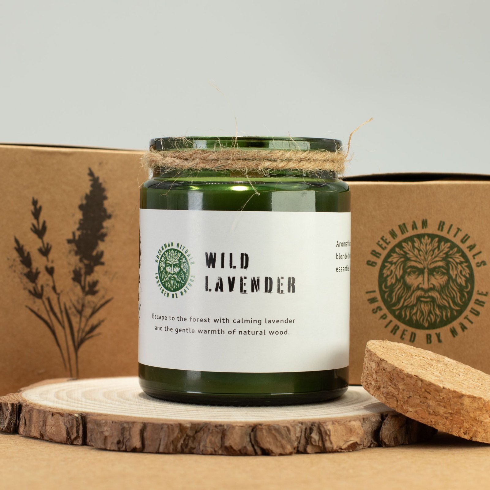 Lavendel Duftkerze Sojawachs Holzdocht im Glas für Entspannung & Ruhe - 9x7 cm, 20h
