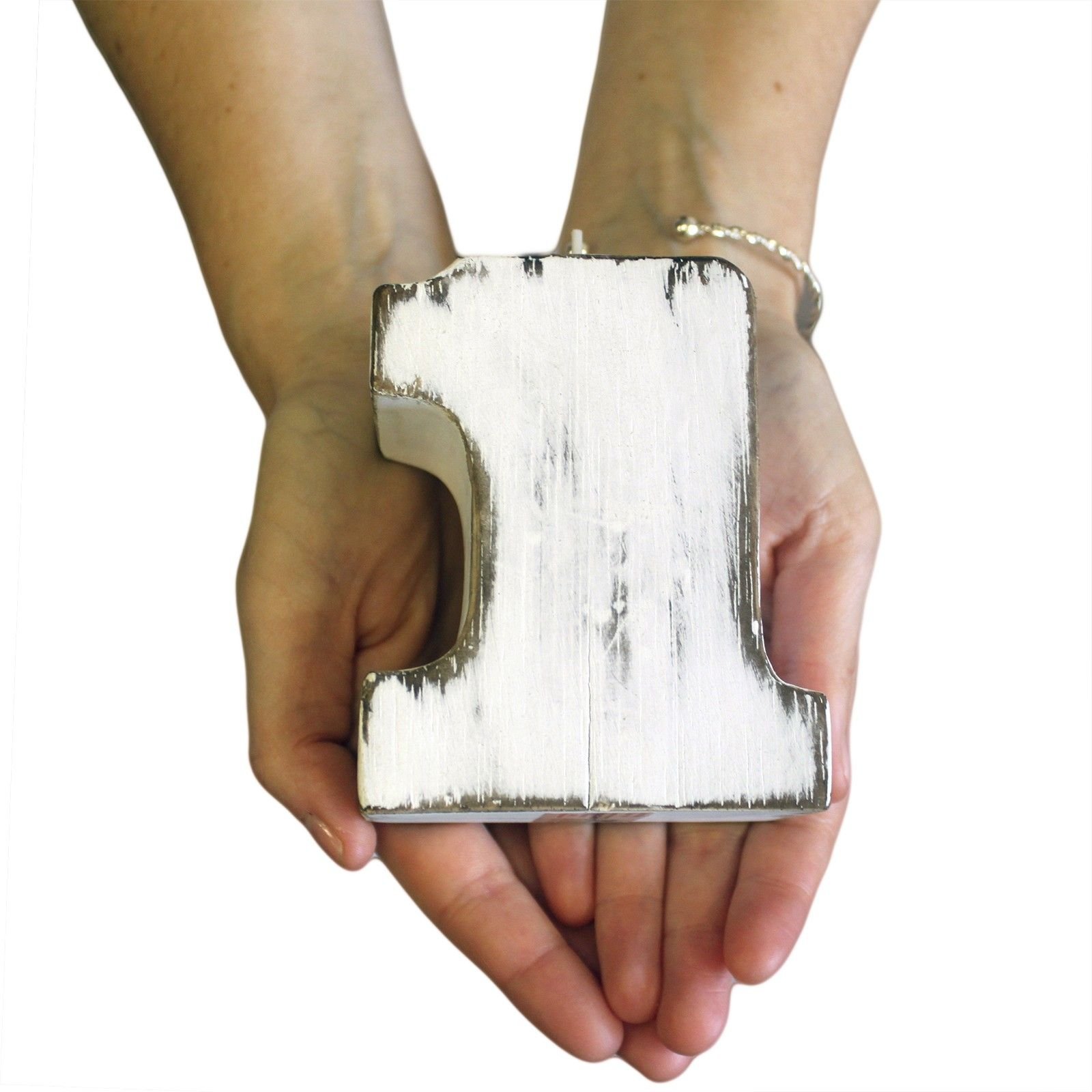 Kerzenhalter Zahl 8 Holz – Handgefertigter Geburtstags Kerzenhalter aus weiß gewaschenem Holz