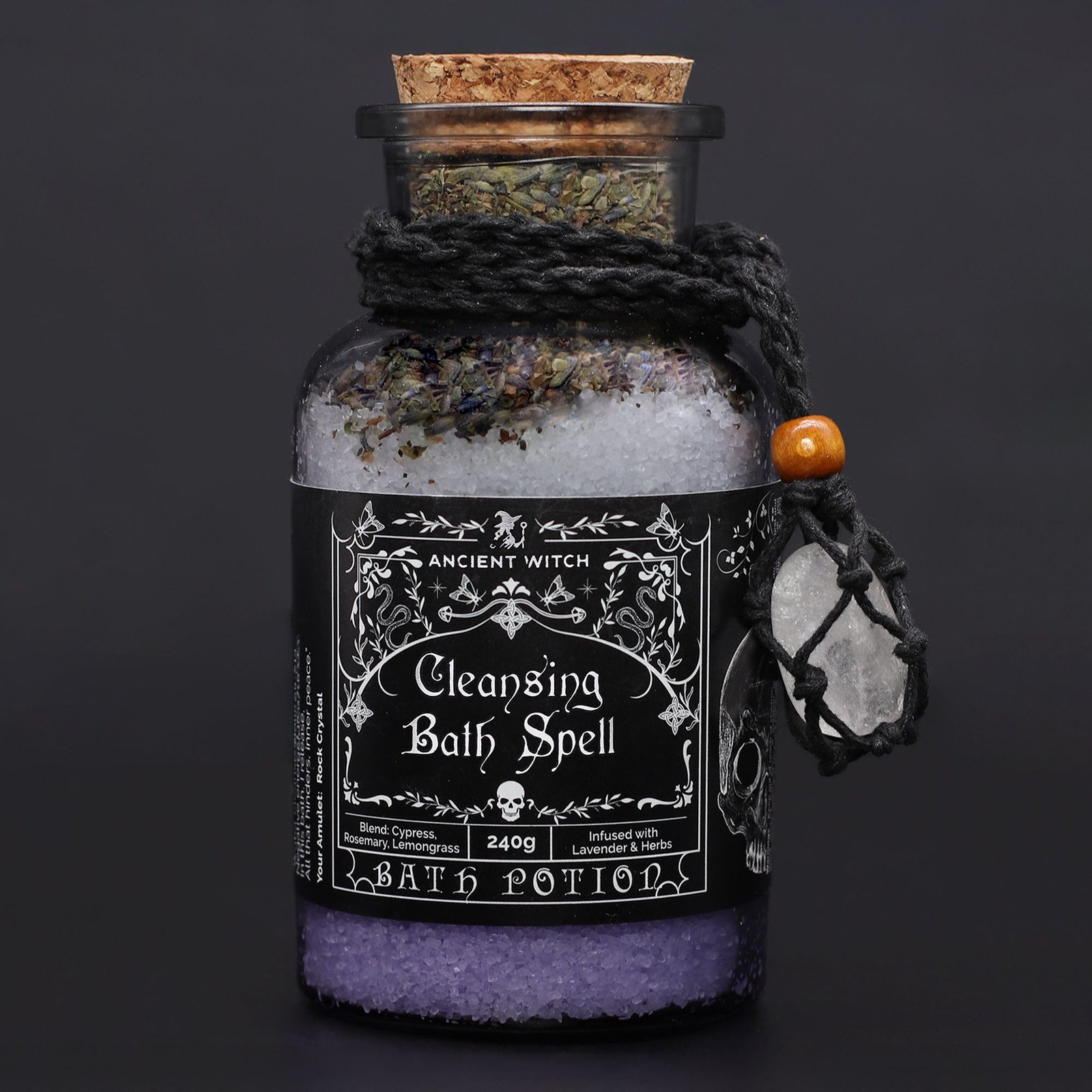 Badezauber Reinigung Ritual 490g magisches Wellness Badesalz mit Kristall Amulett