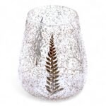 Glas Kerzenhalter Floral Groß – Dekorativer Windlichthalter aus recyceltem Glas, 15 x 12 cm
