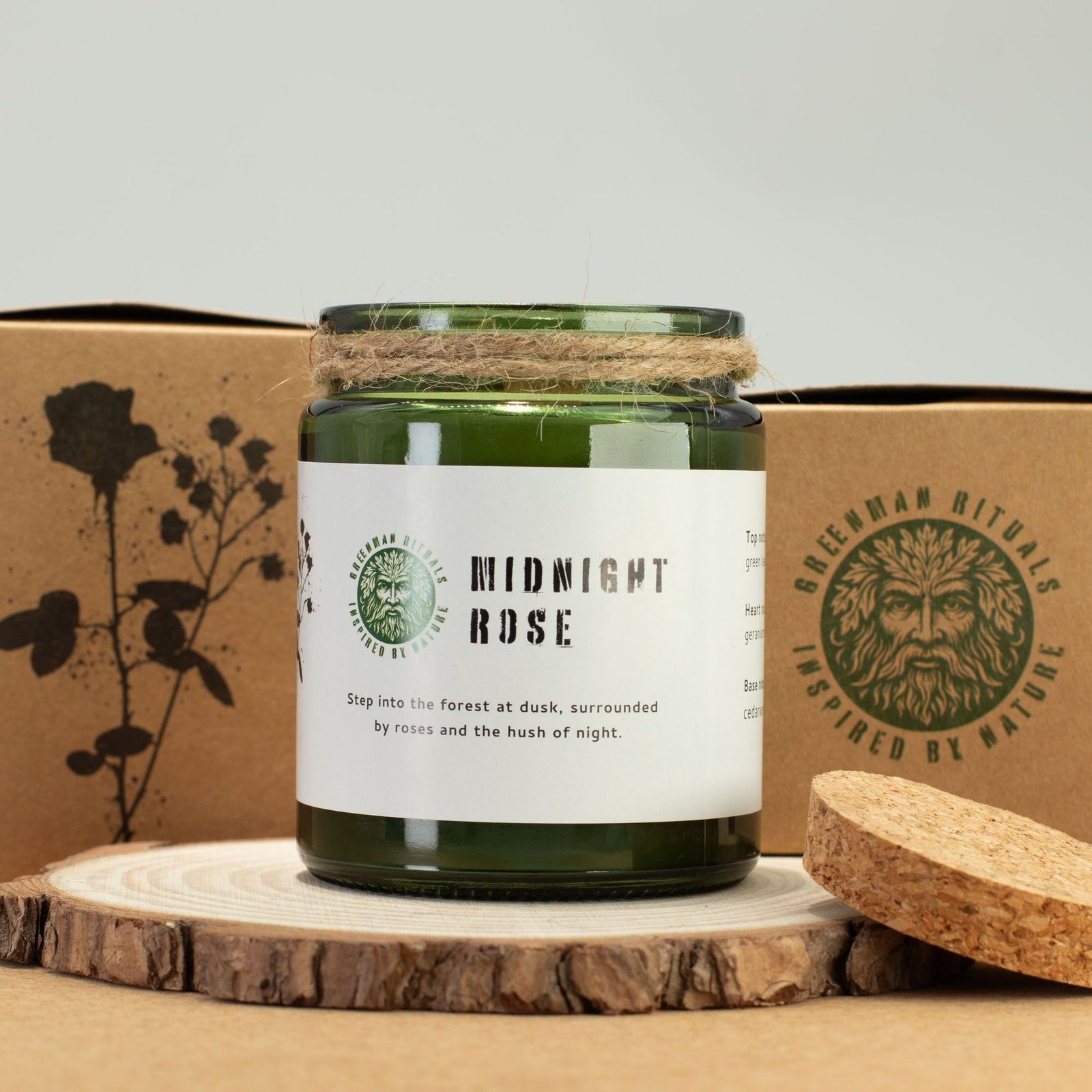 Sojawachs Duftkerze Midnight Rose – Greenman Woodwick Kerze mit Holzdocht – 9x7 cm – 26h Brenndauer