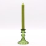 Kerzenhalter Set Glas Grün – 2er Set Vintage Candle Holder für Dinnerkerzen & Teelicht Dekoration 10 x 8 cm
