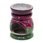 Small Coloured Soapstone Oil Burner 8cm - Om & Elephant – Matvana Small Coloured Soapstone Oil Burner 8cm - Om & Elephant