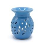 Floral Oil Burner - Blue – Matvana Floral Oil Burner - Blue