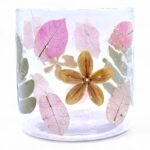 Glas Kerzenhalter mit Blumen Primavera