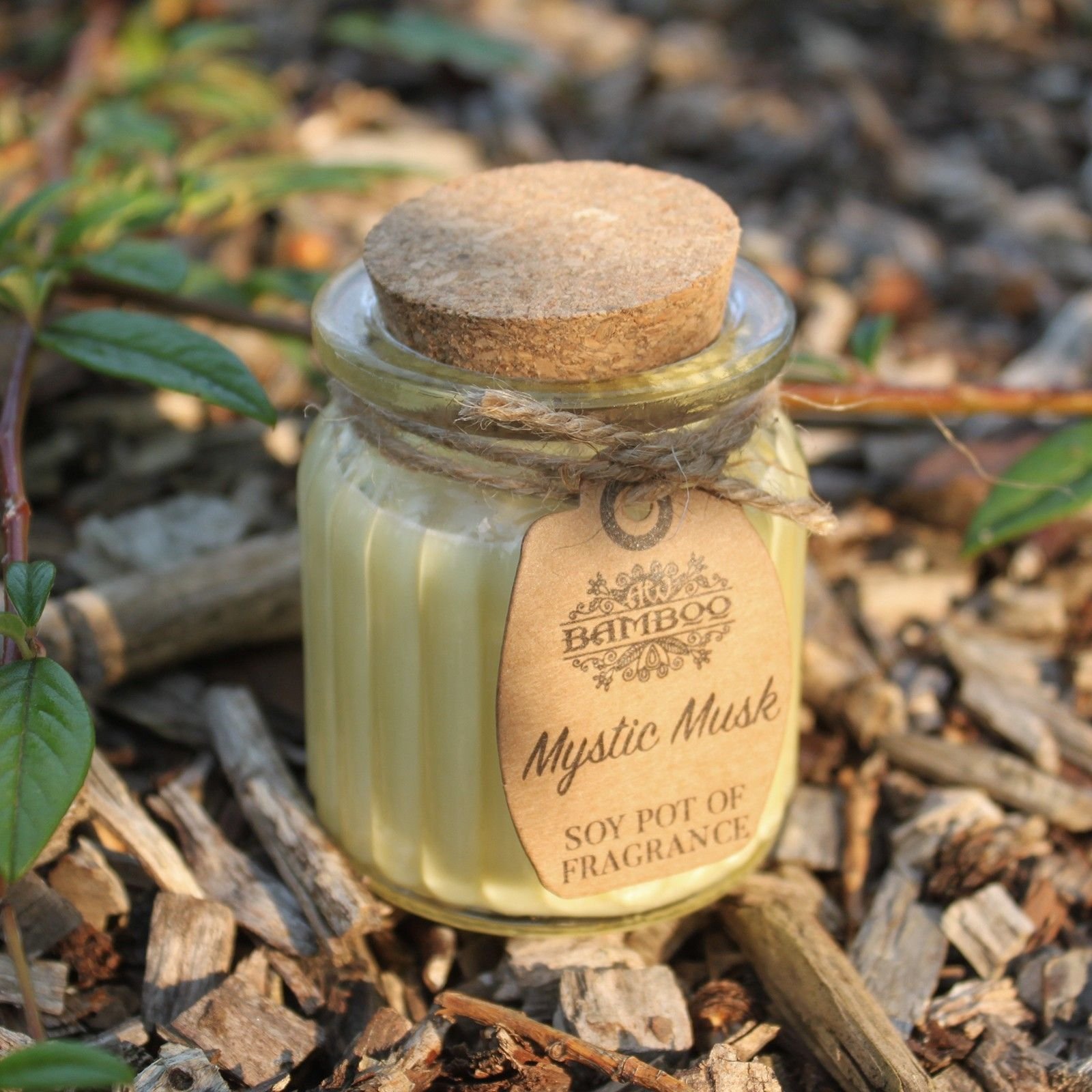 Mystic Musk Duftkerze im Glas – Sojawachs Kerze mit Korkdeckel und warmem Duft, 7.5×5.5×5.5 cm, 0.20 kg