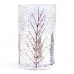 Glas Kerzenhalter mit getrockneten Blättern – Hoher Vasen Kerzenhalter Pino aus recyceltem Glas 19x11 cm