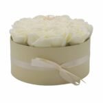 Soap Flower Gift Bouquet - 14 Cream Roses - Round