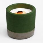 Beton Sojawachs Kerze Grün – Duftkerze mit Wooden Wick, Sea Moss & Kräuter, 7.5×7.5 cm, 0.3 kg