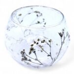 Glas Kerzenhalter Floral Margarita klein – Bowl Kerzenhalter aus recyceltem Glas mit Blumenmuster 8x10 cm