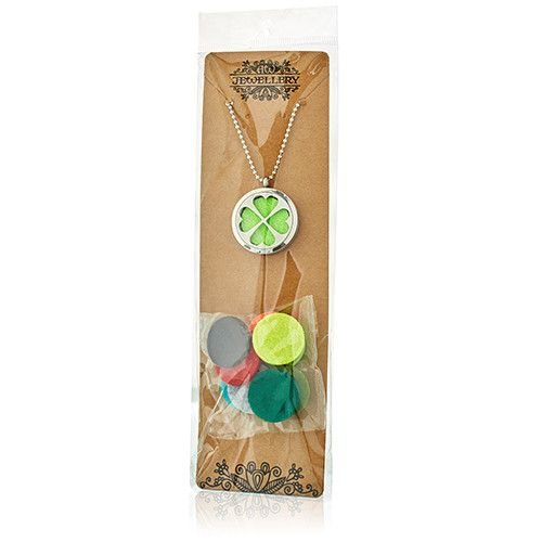 bG9jYWw6Ly9tZWRpYS9TUC84RC82MFIzMEMxRzZNVEs4RFNQLzNlNzY4YTUyLmpwZWc.jpg Aromatherapy Jewellery Necklace - Four Leaf Clover 30mm