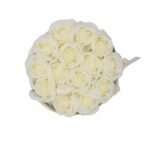 Soap Flower Gift Bouquet - 14 Cream Roses - Round