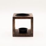 Square Mango Wood Oil Burner - Flower of Life